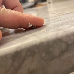 BVLA mini pave diamond triangle. Threaded 14k white gold and genuine diamonds.